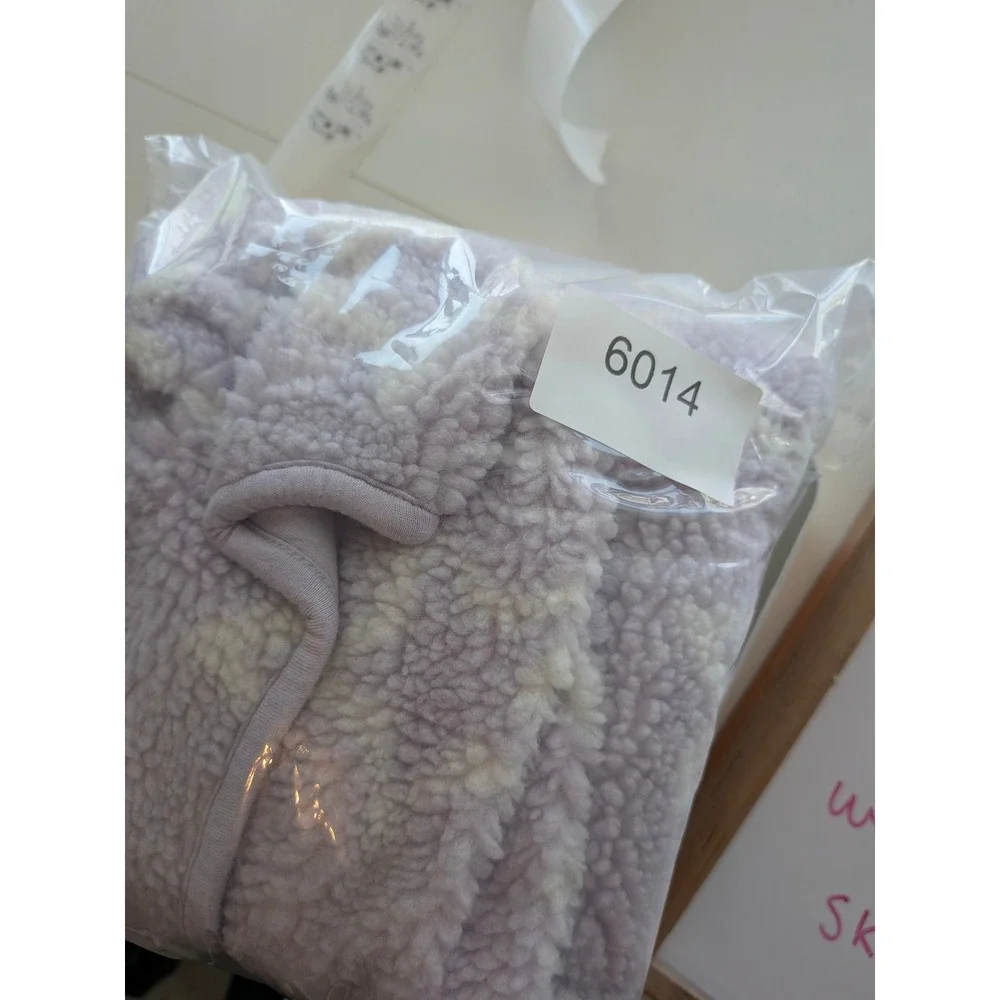 Baby Gap One Piece Romper Baby 12-18 Months Purple Star Sherpa Fleece‎ Hooded